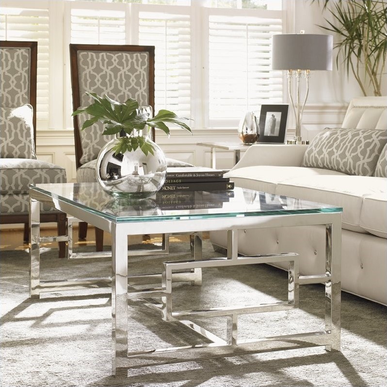 Lexington Mirage Russell Glass Top Cocktail Table in Cashmere Finish