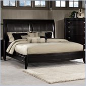 Somerton Signature Sleigh Bed Upholstered with Bicast Leather in Mocha Finish