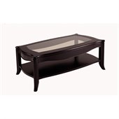 Somerton Signature Glass Top Transitonal Rectangular Cocktail Table in Mocha