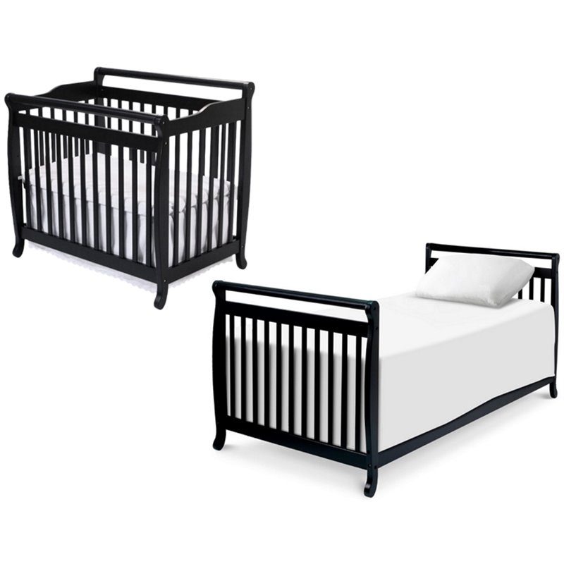 DaVinci Emily Mini 2in1Convertible Wood Baby Crib Set With Bed Rail