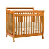 DaVinci Emily Mini Wood Baby Crib Set w/ Twin Size Bed Rail in Honey Oak