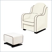 Babyletto Nara Glider and Kyoto Ottoman in Ecru with Mocha