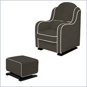 Babyletto Nara Glider and Kyoto Ottoman in Slate with Ecru