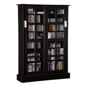 Atlantic Inc Windowpane Sliding Glass Door Multimedia Cabinet In Espresso