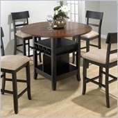 Jofran 5 Piece Counter Height Dining Set in Black/Brunette Cherry
