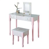 Teamson Kids Bouquet Hand Painted Vanity Table with Stool