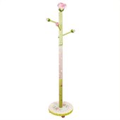 Teamson Kids Hand Painted Rose Standing Coat Rack in Pink Crackle Finish