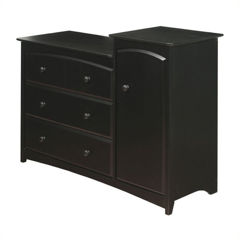 Stork Craft Beatrice Combo Tower & Hutch Black Baby Dresser