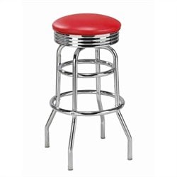 Regal Caracau 30 Inch High Round Backless Chrome Swivel Bar Stool