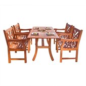 Vifah Atlantic Rectangular Hardwood Table & Armchair Dining Set 