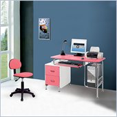 TECHNI MOBILI Wood Computer Desk in Pink and White