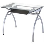 TECHNI MOBILI Alterna Glass Top Metal Computer Desk
