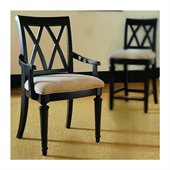American Drew Camden Black Splat Fabric Formal Arm Chair in Black Finish