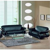 Global Furniture USA Charles 2-Piece Black Leather Sofa Set