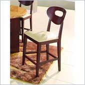 Global Furniture USA Beige Fabric Counter Height Bar Stool in Mahogany Finish