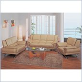 Global Furniture USA Edwards 3-Piece Beige Leather Sofa Living Room Set