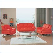 Global Furniture USA Edwards 3-Piece Red Leather Sofa Living Room Set