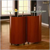 Global Furniture USA Steven Home Mobile Cherry Bar Cabinet with Glass Top