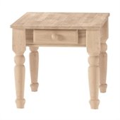 International Concepts Traditional Unfinished End Table with Drawer