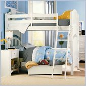 Lea Getaway Twin over Twin Wood Bunk Bed in White Finish