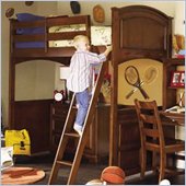Lea Deer Run Wood Loft Bunk Bed in Brown Cherry Finish