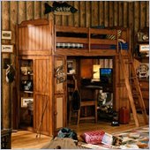 Lea Jackson Creek Wood Loft Bunk Bed in Medium Oak Finish 