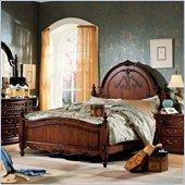Lea Jessica McClintock Heirloom Twin, Full or Queen Dark Cherry Wood Panel Bed 2 Piece Bedroom Set