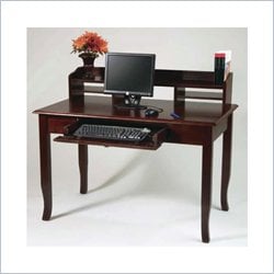 Office Star 48" Home Office Wood Writing Desk with Hutch in Walnut