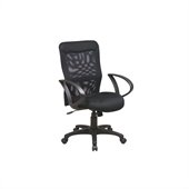Office Star Work Smart Screen Back Office Chair with Mesh Seat and Loop Arms in Black