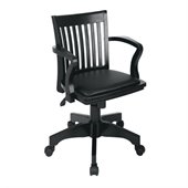 Office Star - Deluxe Wood Bankers Chair with Vinyl Padded Seat in Fruitwood Finish