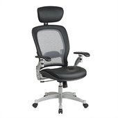 Office Star SPACE Collection: Air Grid Back Executive Leather Office Chair w/Adjustable Headrest