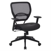 Office Star SPACE Collection: Air Grid Leather Task Chair in Black