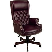 Office Star Traditional Vinyl Executive Chair in Mahogany