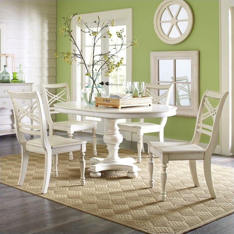  Cove 5 Piece Round Dining Table Set in Honeysuckle White [433128