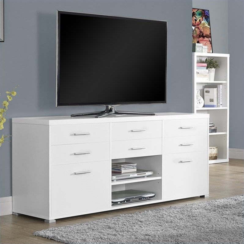 Monarch 60" Console White w/8 Drawers TV Stand eBay
