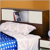 Nexera Topolino Bookcase Storage Headboard in Truffle and Ivory Finish