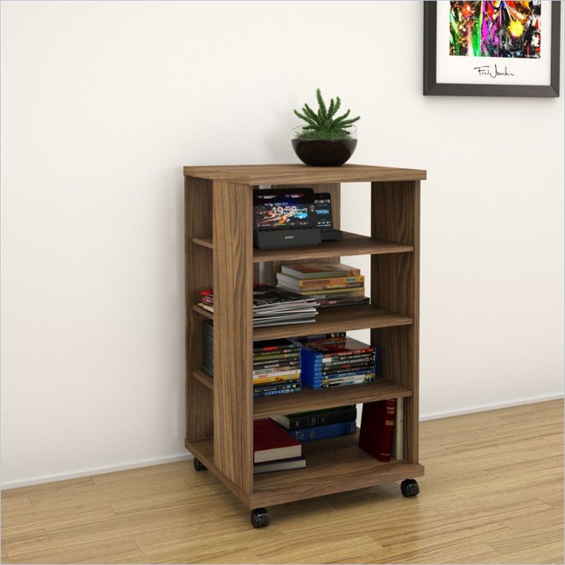 Nexera Jasper Mobile Storage Tower Walnut Audio Rack eBay