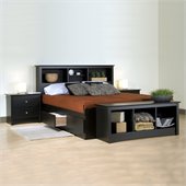 Prepac Sonoma Black Wood Platform Storage Bed 5 Piece Bedroom Set
