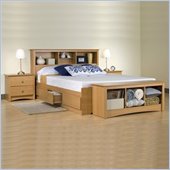 Prepac Sonoma Maple Queen Wood Platform Storage Bed 2 Piece Bedroom Set