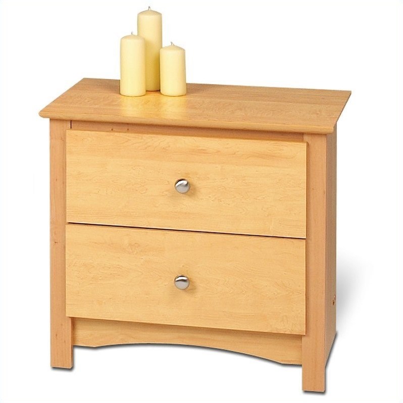 Prepac Sonoma 2 Drawer Night Stand Light Maple Night Table Nightstand