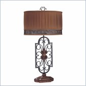Minka Lighting 1 Light Table Lamp Ambience in Brown and Grey with Cinnabar Pleated Shade