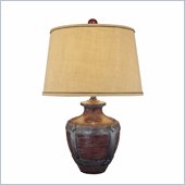 Minka Lighting 1 Light Table Lamp Ambience in Dark Espresso with Beige Shade
