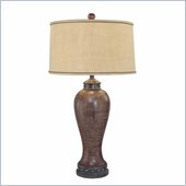 Minka Lighting 1 Light Table Lamp Ambience in Distressed Brown with Beige Shade