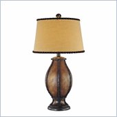 Minka Lighting 1 Light Table Lamp Ambience in Dark Brown with Beige Shade