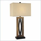 Minka Lighting 1 Light Table Lamp Ambience in Brown Wood Look with Light Gray Shade