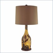 Minka Lighting 1 Light Table Lamp w/Night Light Ambience in Amber with Brown Shade