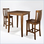 Crosley Furniture 3 Piece Pub Dining Set with Cabriole Leg and School House Stools in Classic Cherry Finish