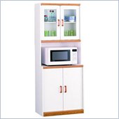 Ameriwood Carina Microwave Center Kitchen Cart in White and Medium Oak