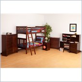 Canwood Base Camp Twin over Twin Bunk Bed w/ Angled Ladder/Rail in Espresso