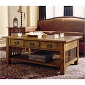 Hammary Canyon Rectangular Cocktail Table in Mission Oak